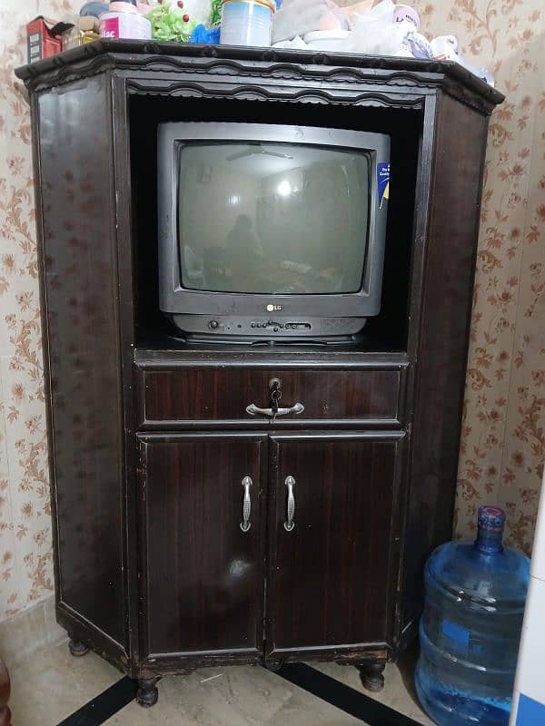 Corner TV Trolley with Drawer and Cabinet – Good Condition (8/10) 0