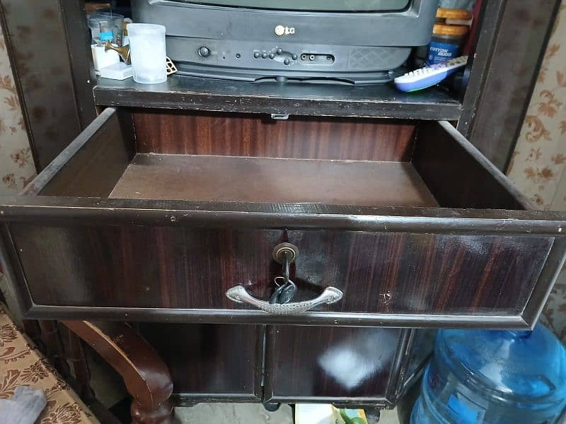 Corner TV Trolley with Drawer and Cabinet – Good Condition (8/10) 1