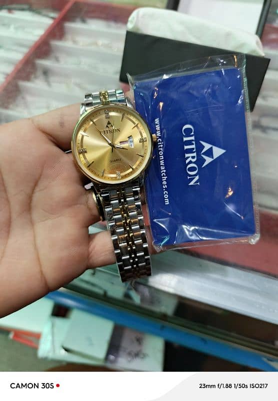 CITRON Watche + date. +day +time movement + box + water proof  . watche. 3