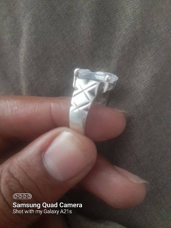 silver ring with pure stone 0
