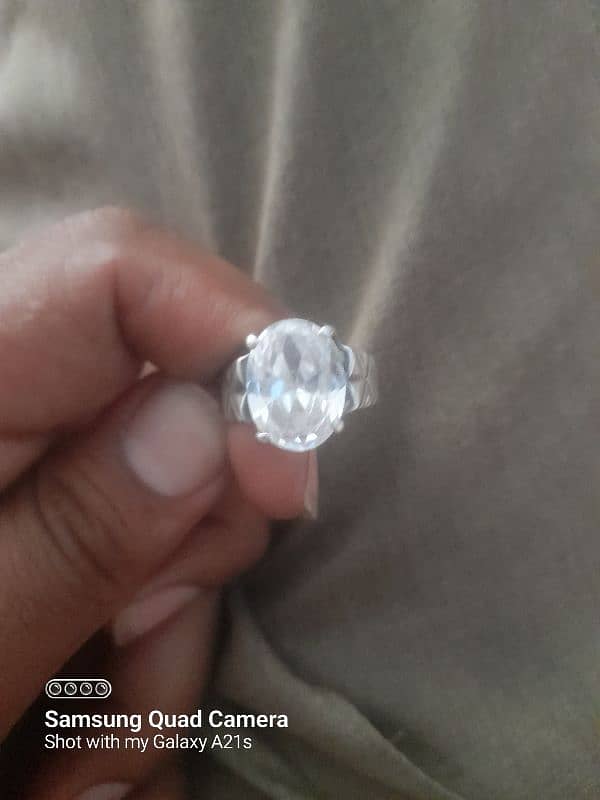 silver ring with pure stone 1