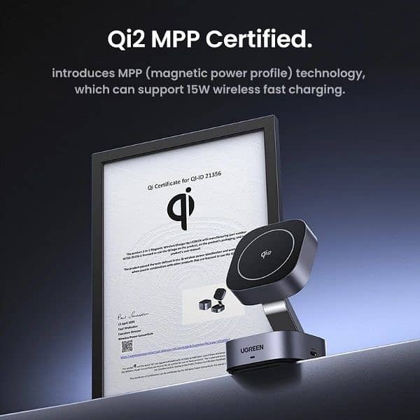 UGREEN MagFlow 2-in-1 Qi2 Magnetic Foldable Wireless Charging Station 8