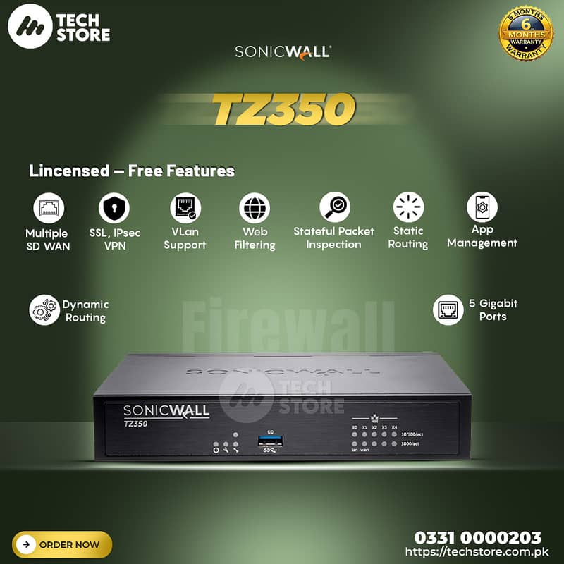 SonicWall TZ350 Firewall Network Security Appliance (Renewed) 0