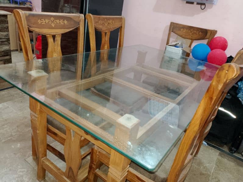 6 seater sheesham wooden dining table set 1