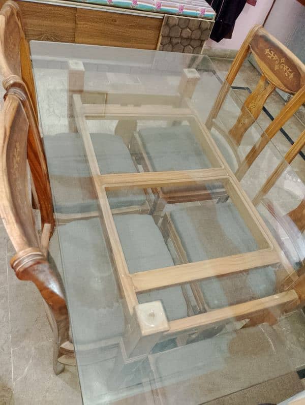 6 seater sheesham wooden dining table set 2