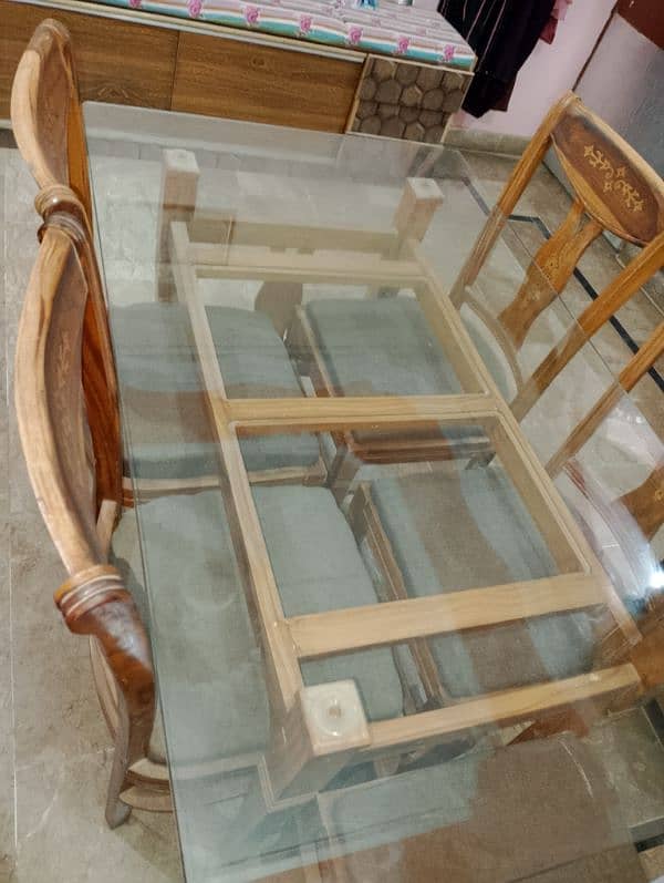 6 seater sheesham wooden dining table set 3