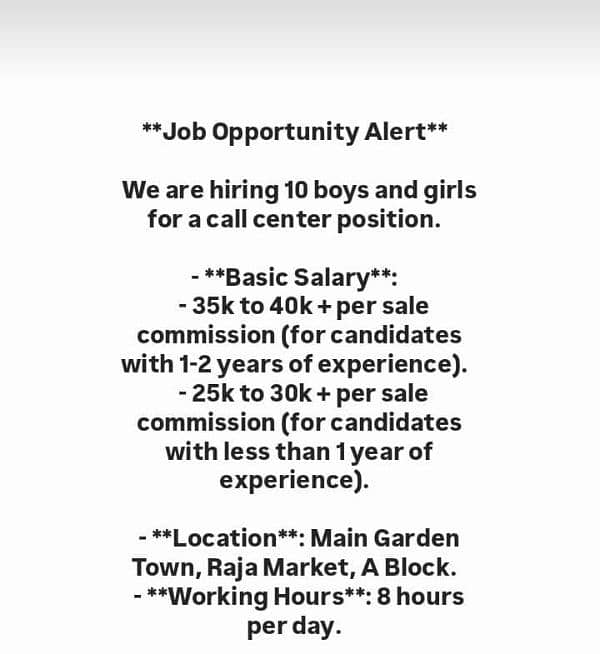 Call Center job Available for females 1