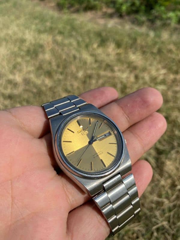 Seiko 5 Golden Dial Sunburst Auto Watch,Japan 1