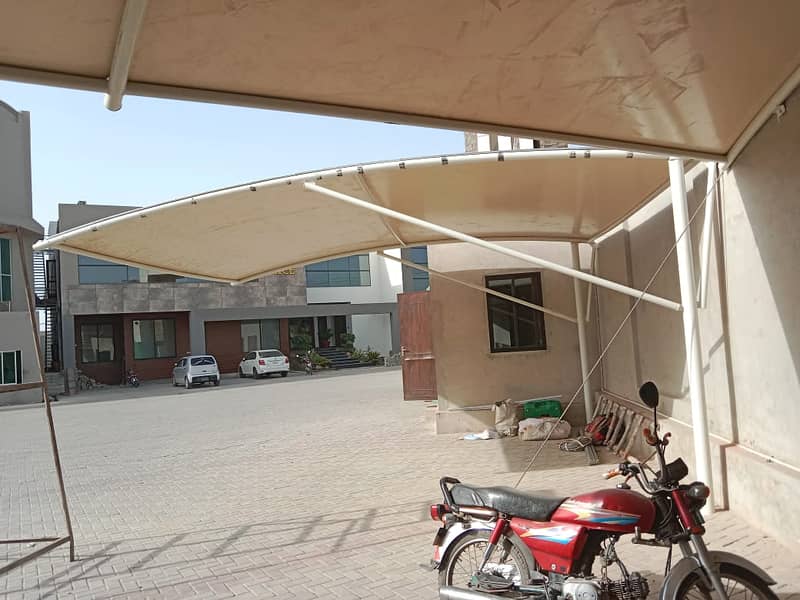 Best Parking shed company in Pakistan - Pvc tensile shade - Heat proof 0
