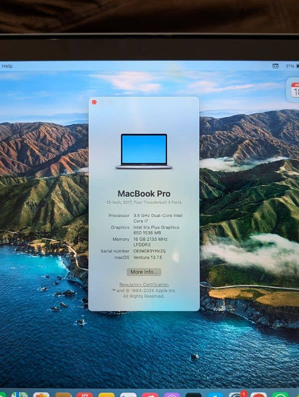 Apple MacBook 2017 pro Touch bar 1