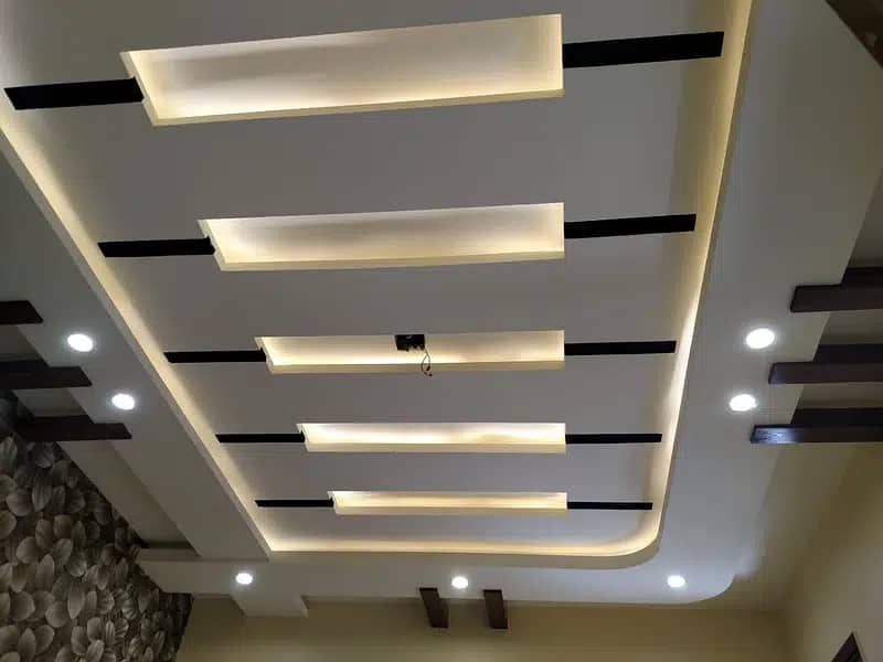 false ceiling new fancy designs, gypsum sheets 2 by 2, paint work 1