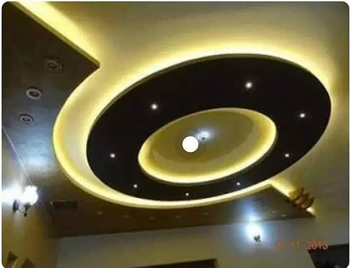 false ceiling new fancy designs, gypsum sheets 2 by 2, paint work 9