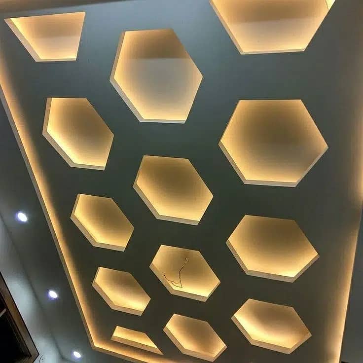 false ceiling new fancy designs, gypsum sheets 2 by 2, paint work 19