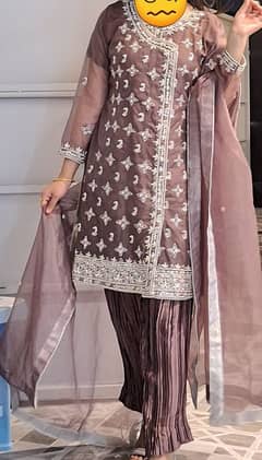 Customised Shirt with Crushed Trouser or net dupatta