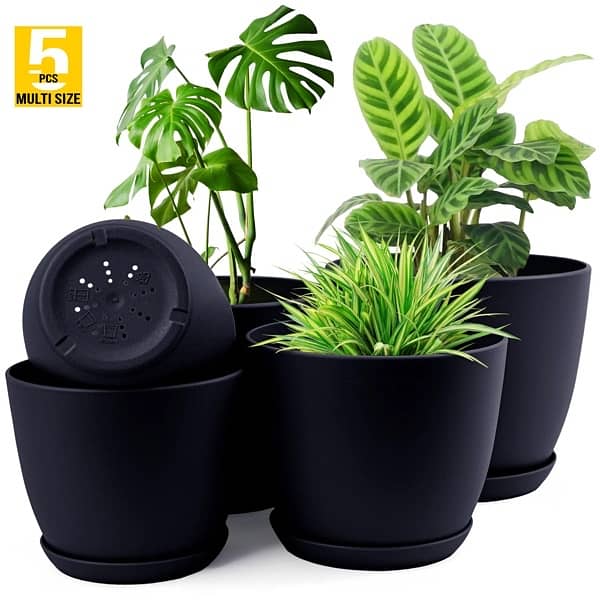 Indoor Planter Pots-Set of 05- Only Pots With Trays 0