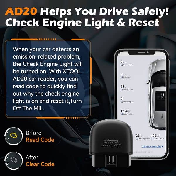 XTOOL Advancer AD20 Mini Bluetooth 5.0 OBD2 Scanner Car Diagnostic 2