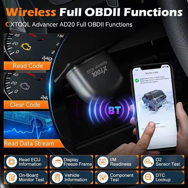 XTOOL Advancer AD20 Mini Bluetooth 5.0 OBD2 Scanner Car Diagnostic 4