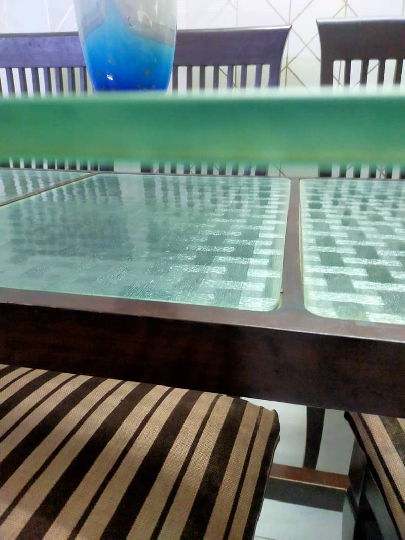 Sheesham wood double glass top layer Dinning table with 8 chairs 1