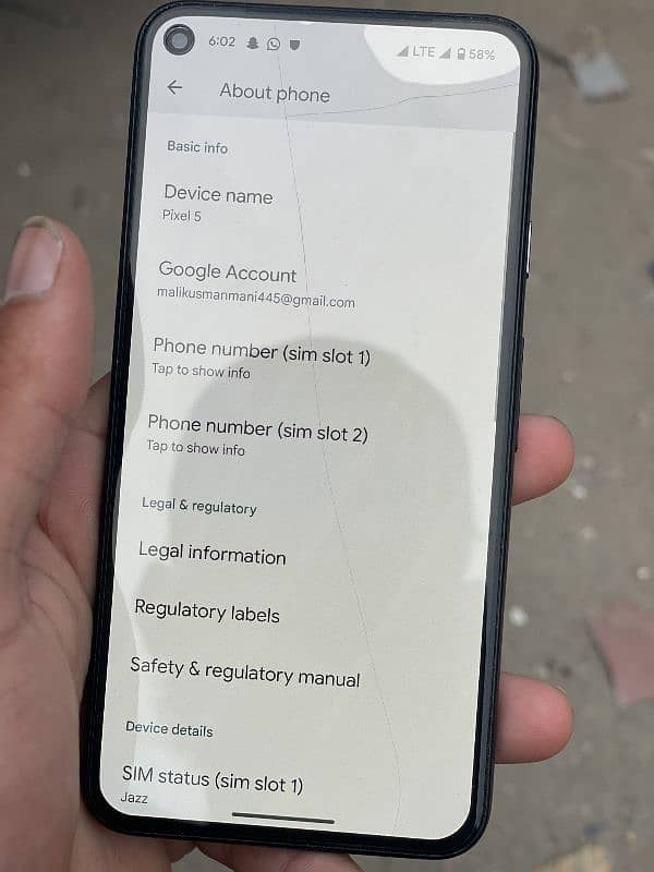 Google pixel 5 128gb dual pta 4