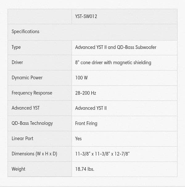 Yamaha YST_SW012 active subwoofer(Bose Samsung Yamaha Denon Sony Onkyo 2