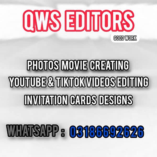 I AM VIDEO EDITOR . WORK REQUIRED 0