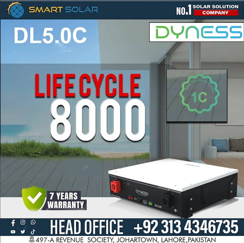 Dyness DL5.0C Lithium Ion Battery 51.2V 5.12kWh 1C 8000 lifecycles 0
