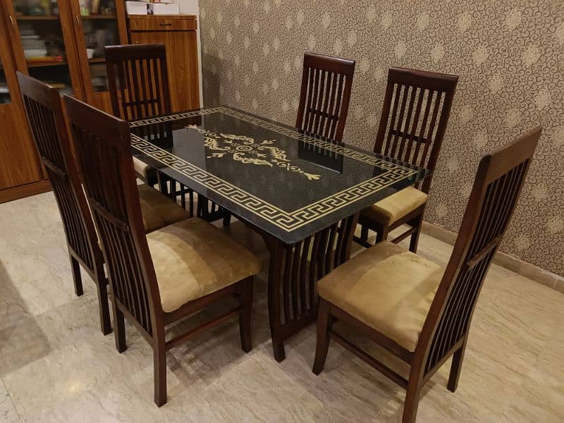 dining table / 6 chairs dining table / glass top dining table 0