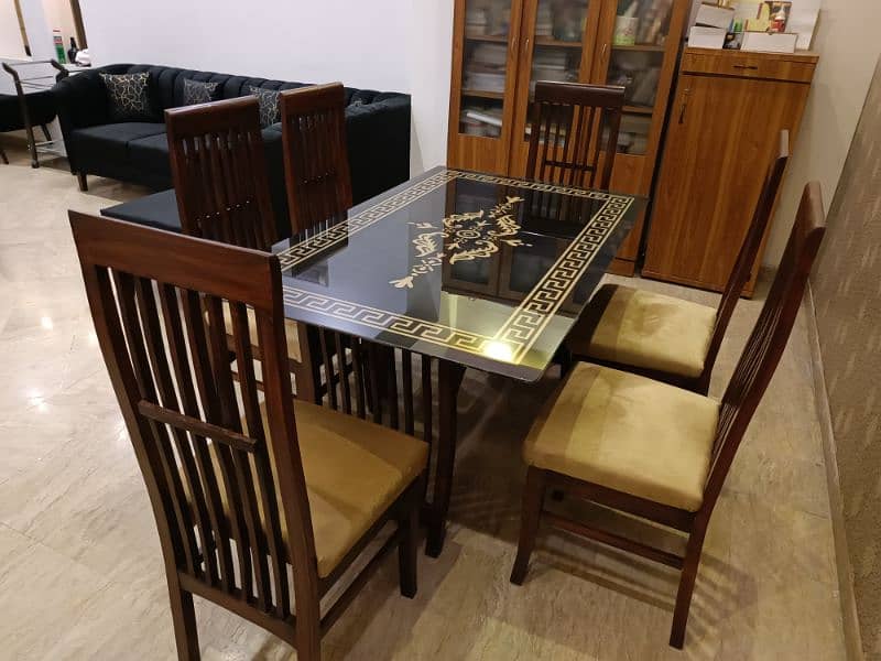 dining table / 6 chairs dining table / glass top dining table 1