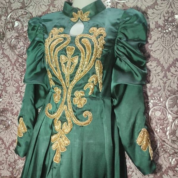 Aarbi Style Silk Hand Work Embroided Maxi Emerald Green 0