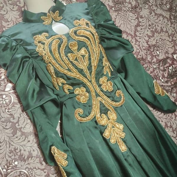 Aarbi Style Silk Hand Work Embroided Maxi Emerald Green 1
