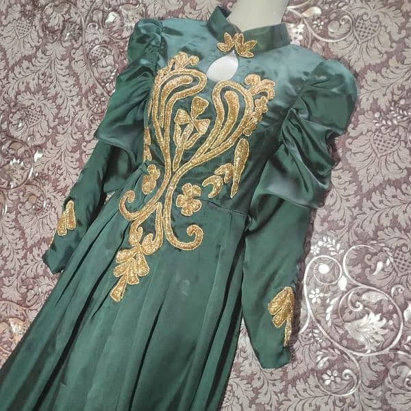 Aarbi Style Silk Hand Work Embroided Maxi Emerald Green 2