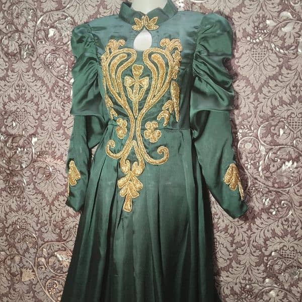 Aarbi Style Silk Hand Work Embroided Maxi Emerald Green 3