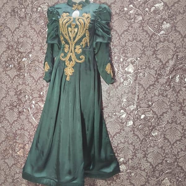 Aarbi Style Silk Hand Work Embroided Maxi Emerald Green 5