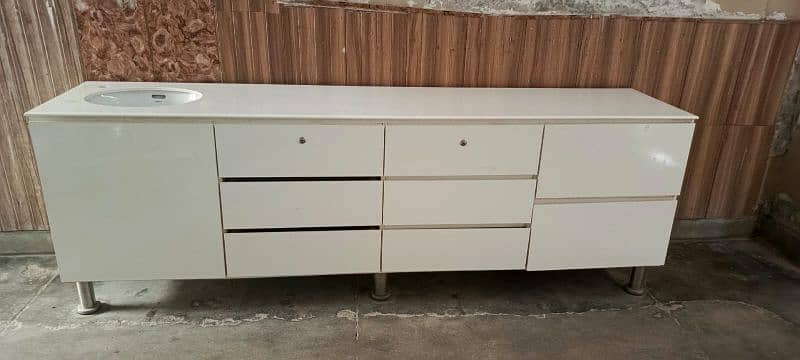 High-Quality MDF Credenza with Corian Top & Porta Fixtures – For Sale 0