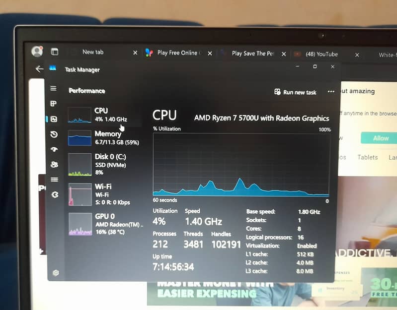 HP Pavilion Core-i7 13th Gen Ryzen 7-5700U with 4K Display urgent sale 4