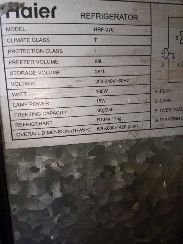 Refrigerator. . . . Haier HRF 270 5