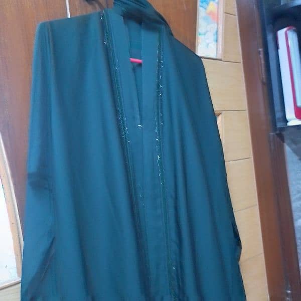 Beautiful Dark green Abaya with scarf 2