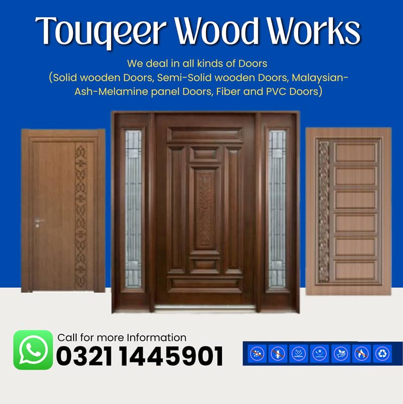 Solid Wood Door-Semi Solid-Engineering-Malaysian Panel /Ash/Fiber Door 0