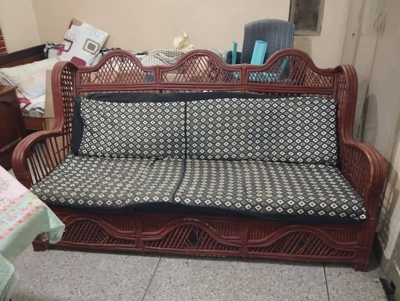 cane sofa 3+1+1 seated with one cane table 0
