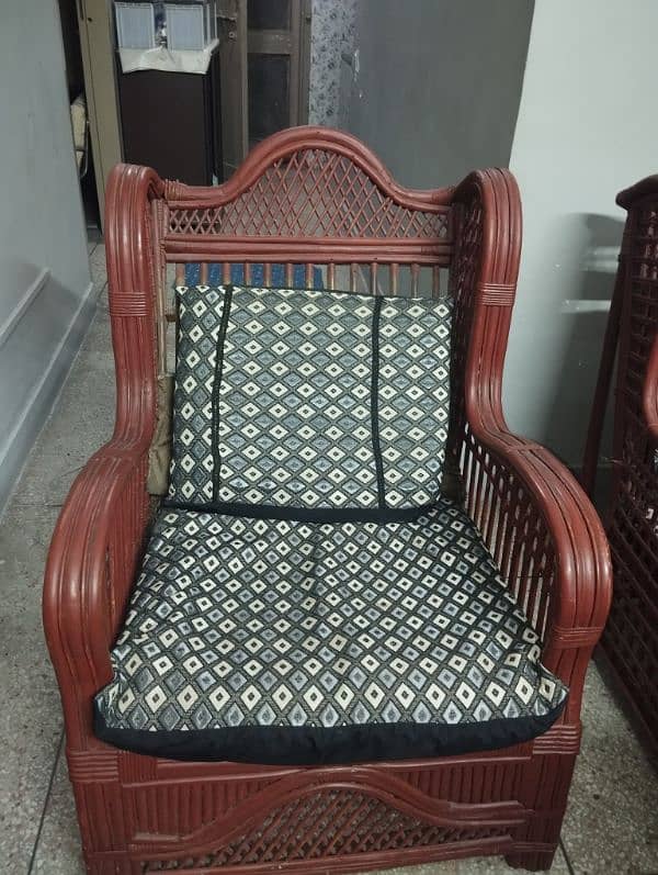cane sofa 3+1+1 seated with one cane table 4