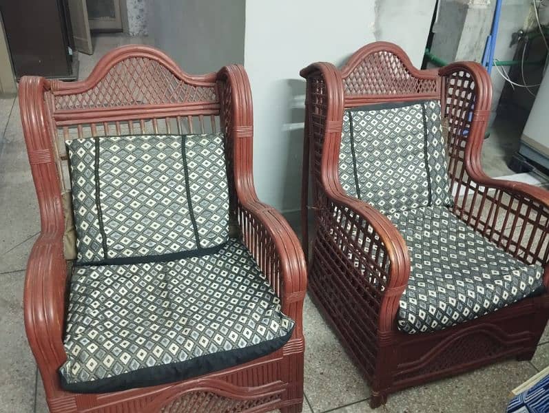 cane sofa 3+1+1 seated with one cane table 5