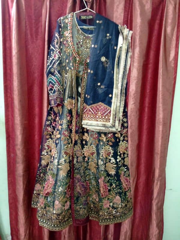 Bridal angrakha Style embroiderd frock dupata 1