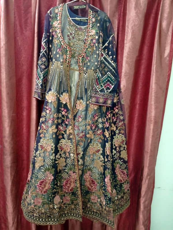 Bridal angrakha Style embroiderd frock dupata 2