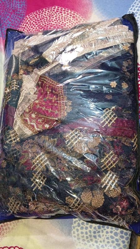 Bridal angrakha Style embroiderd frock dupata 3