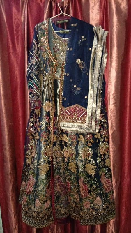 Bridal angrakha Style embroiderd frock dupata 4