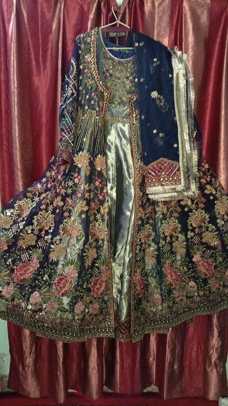 Bridal angrakha Style embroiderd frock dupata 5
