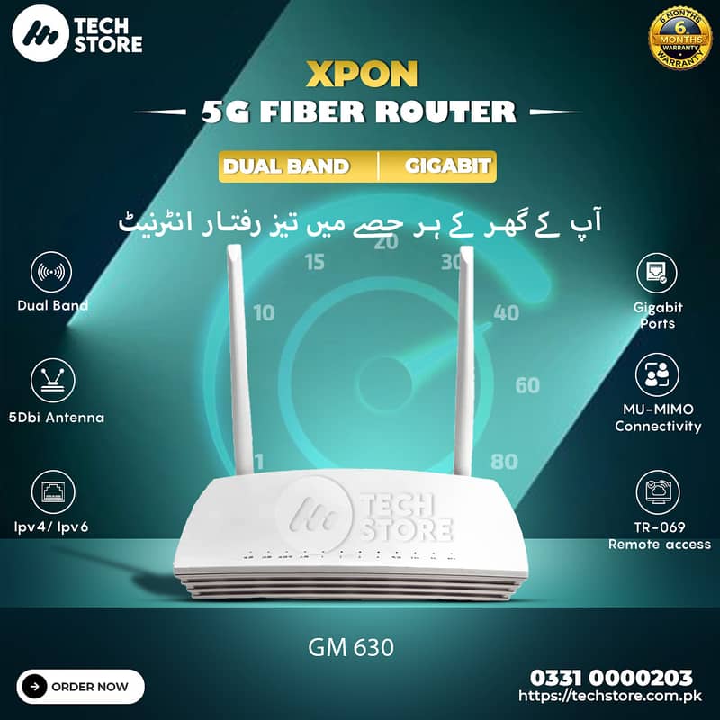 Xpon Fiber Router GM630 ONU Dual Band WIFI 5+4GE+1TEL (Renewed) 0