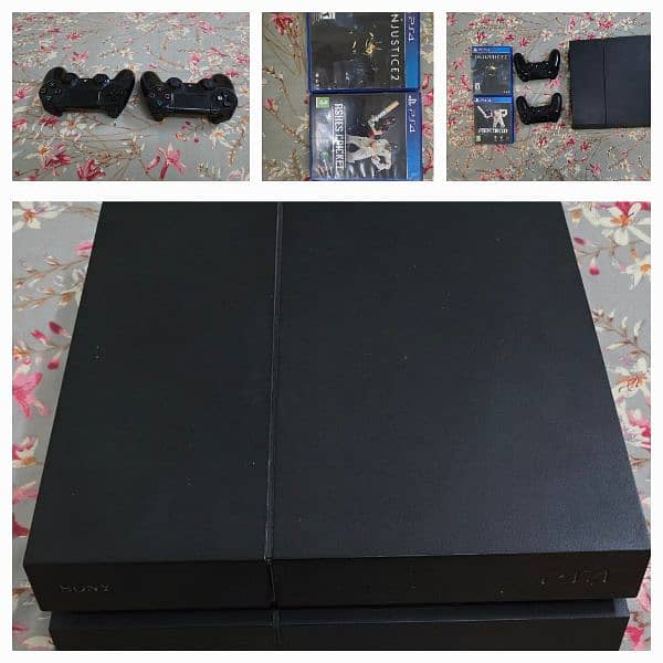 PS4 with 2 controls and 2 games 0