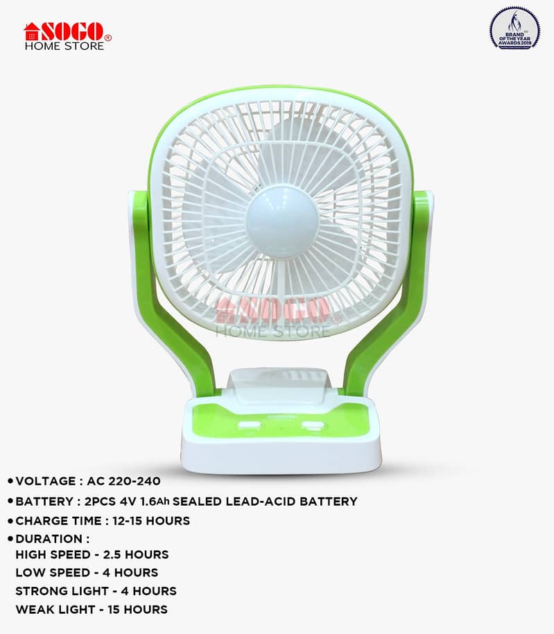 Sogo Rechargeable Mini Table Fan JPN 403 1