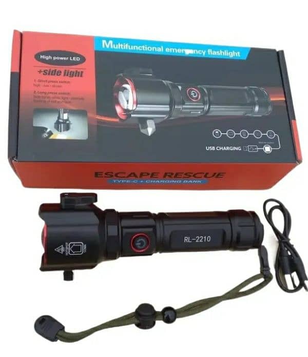 Powerful 2-in-1 Emergency Flashlight & Charging Bank Waterproof LED 0